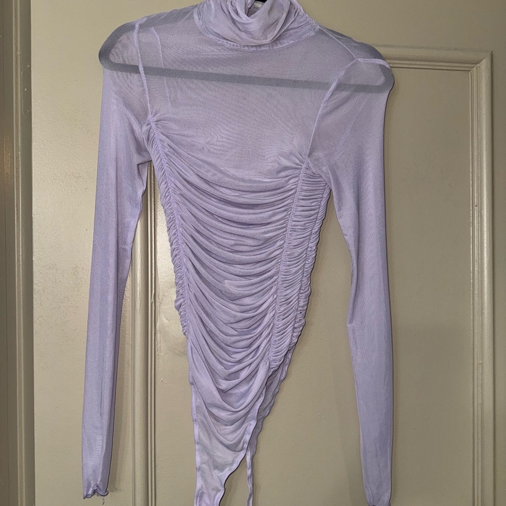 Free People Lavender Ruched Bodysuit